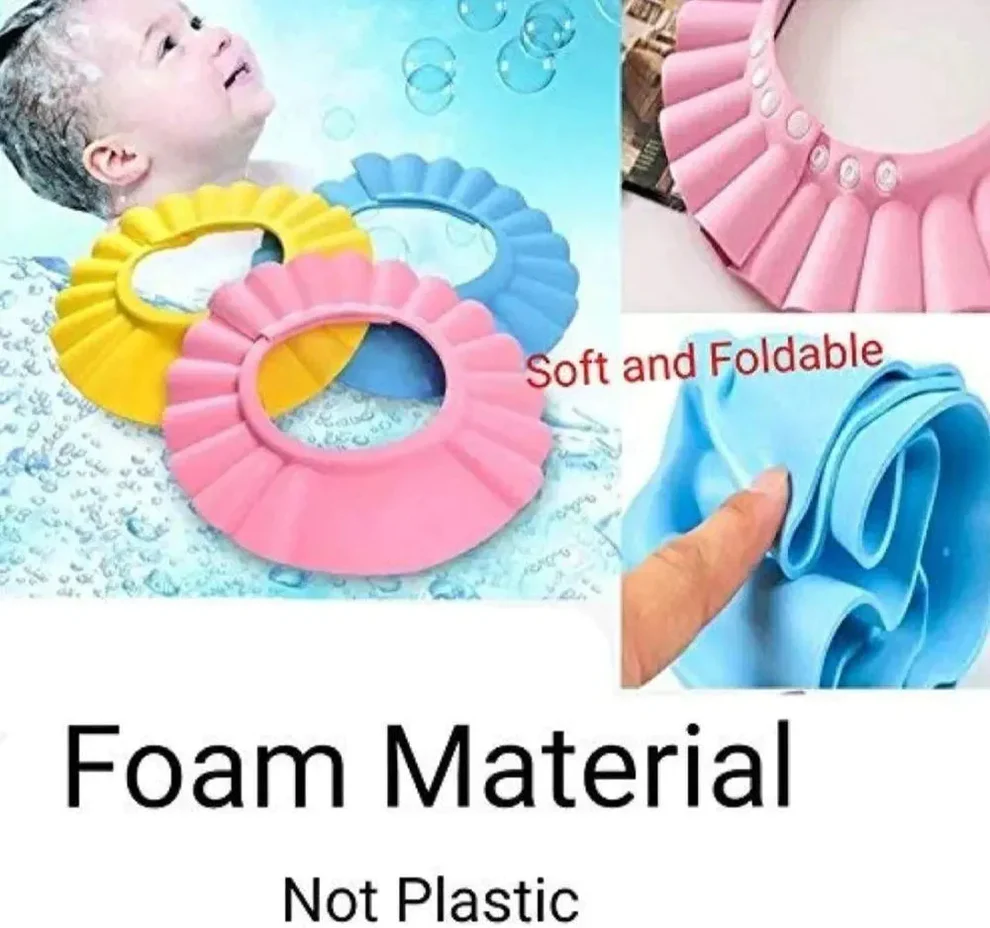 Picture of RAVIRANDAL Baby Shower Cap Bathing Baby Wash Hair Eye Ear Protector Hat for New Born Infants babies Baby Bath Cap Shower Protection For Eyes And Ear - Multicolor