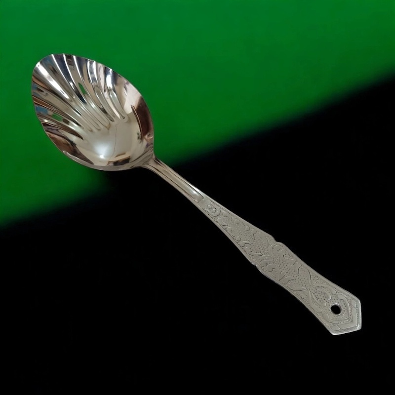 Picture of Rosy Kitchen Spoon  Stainless Steel, 10 Inch Serving Spoon. Silver with Mirror Polish Finish, Ideal for Cooking and Serving. Elegant and Versatile.-Silver
