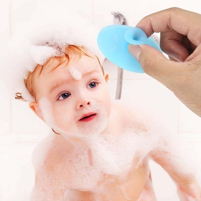 Picture of Reusable Silicone Baby Bath Body Soft Brush and Comb Sponge Face Hair Wash Brush Super Soft Shower Massage Brush Cleaning Brush for Baby Kids| Baby Shampoo Bath Brush Silicone Head Newborn Body Massage
