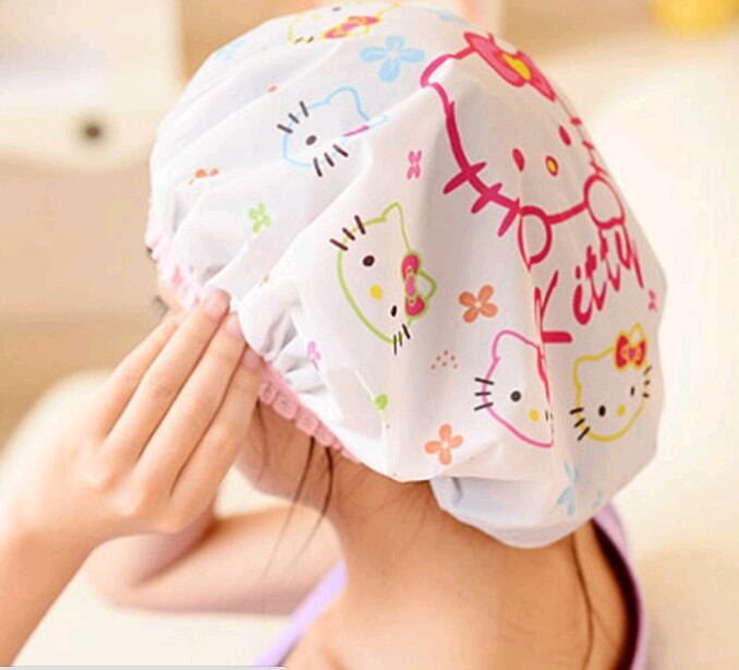 Picture of LARGE Shower Caps, Waterproof Bath Caps Plastic Reusable Shower Caps Elastic Band Bath Hair Caps for Women perfect for use while cooking or applying nourishing treatments. -1pc-MULTICOLOR
