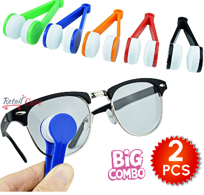 Picture of Glasses Cleaner Brushes, Spectacle Glass Cleaner, Eyeglass Cleaning Kit Portable Glasses Cleaning kit 2 pcs Mini Microfiber Cleaner Soft Brush, Glasses Cleaner, Portable Mini Glasses Cleaners