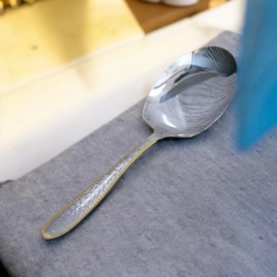 Picture of 11 Inch Mirror Polished Rice Spoon - Durable Stainless Steel, Perfect for Cooking and Serving, Non-Magnetic for Easy Use-Silver