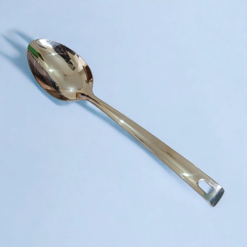 Picture of Stylish 10 Inch Serving Spoon, Stainless Steel, Silver. Mirror Polish and Non-Magnetic for Cooking and Serving.-Silver