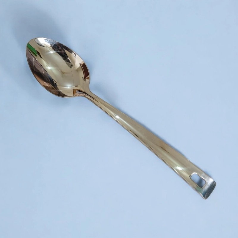 Picture of Stylish 10 Inch Serving Spoon, Stainless Steel, Silver. Mirror Polish and Non-Magnetic for Cooking and Serving.-Silver