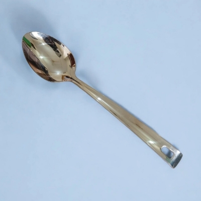 Picture of Stylish 10 Inch Serving Spoon, Stainless Steel, Silver. Mirror Polish and Non-Magnetic for Cooking and Serving.-Silver