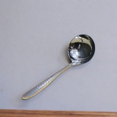 Picture of Mirror Polish 12 Inch Big Rice Spoon - Stainless Steel, Non-Magnetic, Silver with Golden Design, Ideal for Cooking and Serving, Durable and Elegant, Perfect for Home and Professional Kitchens, Single Piece-Silver