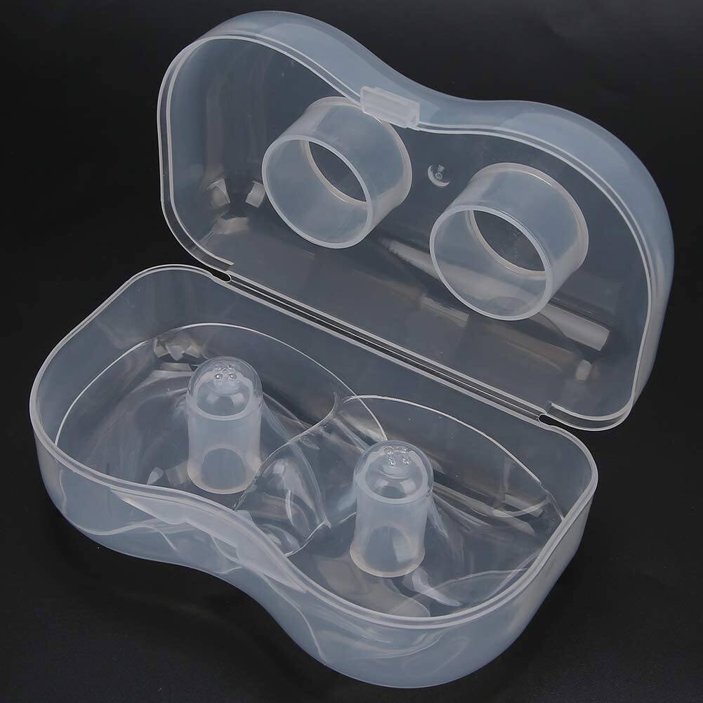 Picture of 2 Piece Nipple Shields Breastfeeding Nipple Shell Guards for Nursing Newborn Baby, Free Reusable Soft Silicone for Breastfeeding with Latch Difficulties or Flat or Inverted Nipples with  Carrying Box