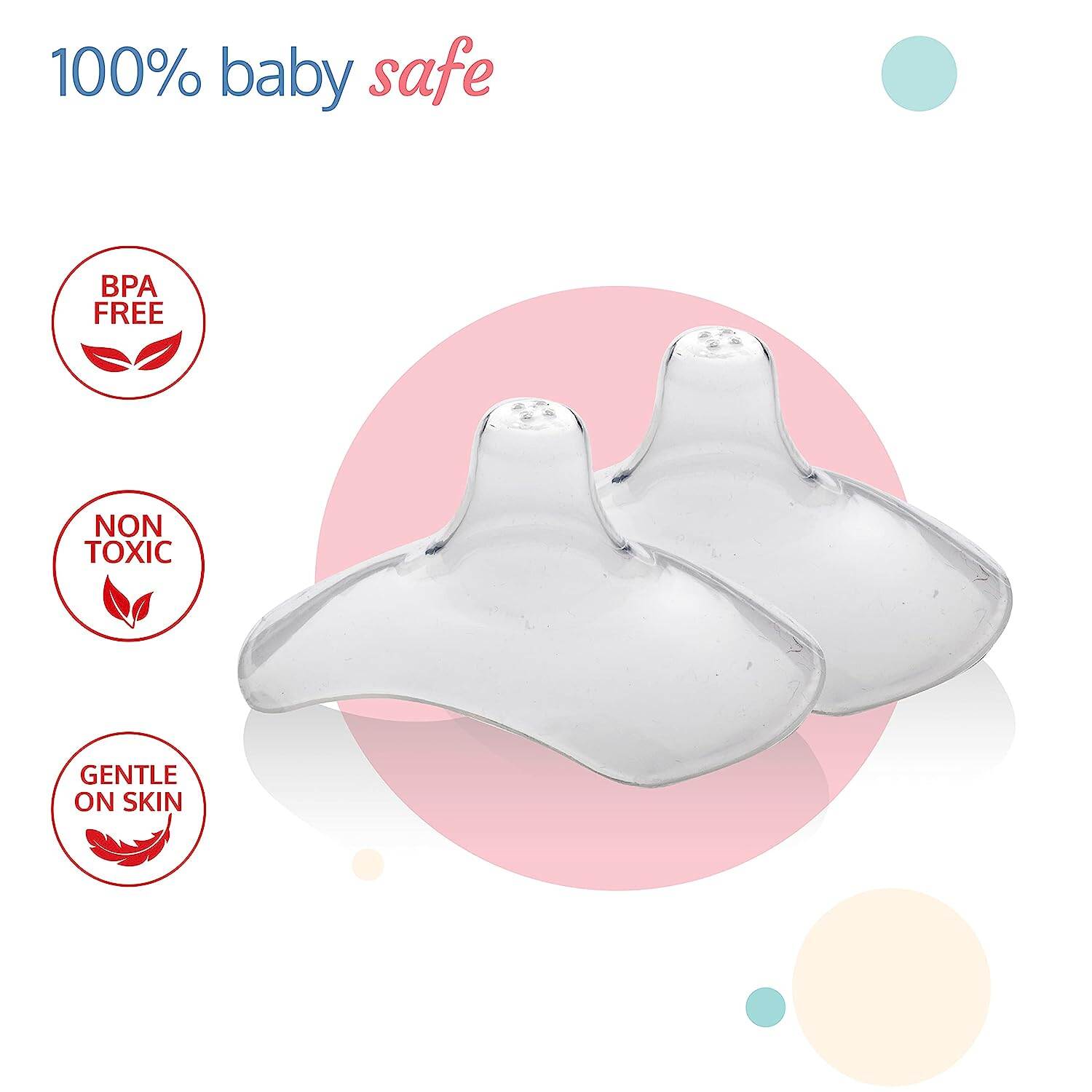 Picture of 2 Piece Nipple Shields Breastfeeding Nipple Shell Guards for Nursing Newborn Baby, Free Reusable Soft Silicone for Breastfeeding with Latch Difficulties or Flat or Inverted Nipples with  Carrying Box