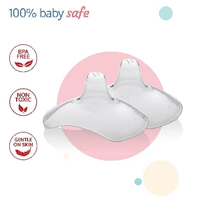 Picture of 2 Piece Nipple Shields Breastfeeding Nipple Shell Guards for Nursing Newborn Baby, Free Reusable Soft Silicone for Breastfeeding with Latch Difficulties or Flat or Inverted Nipples with  Carrying Box