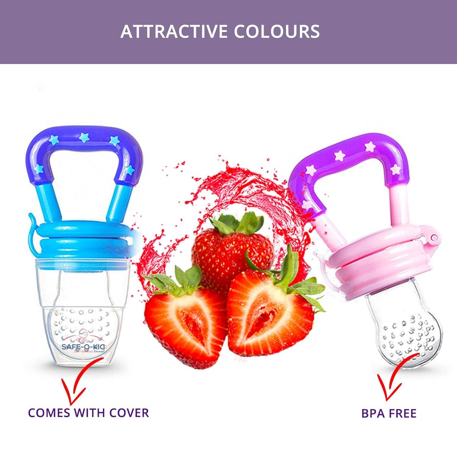 Picture of Retail Care® Baby Fruit Feeder Pacifier Nibbler for Baby Silicone Fruit and Juice Feeder Teether for Baby Kids Nipple Pacifier for Fruits with Protective Cap