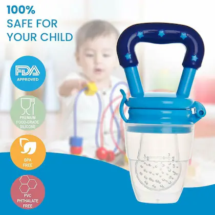 Picture of Retail Care® Baby Fruit Feeder Pacifier Nibbler for Baby Silicone Fruit and Juice Feeder Teether for Baby Kids Nipple Pacifier for Fruits with Protective Cap