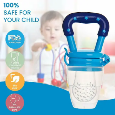 Picture of Retail Care® Baby Fruit Feeder Pacifier Nibbler for Baby Silicone Fruit and Juice Feeder Teether for Baby Kids Nipple Pacifier for Fruits with Protective Cap