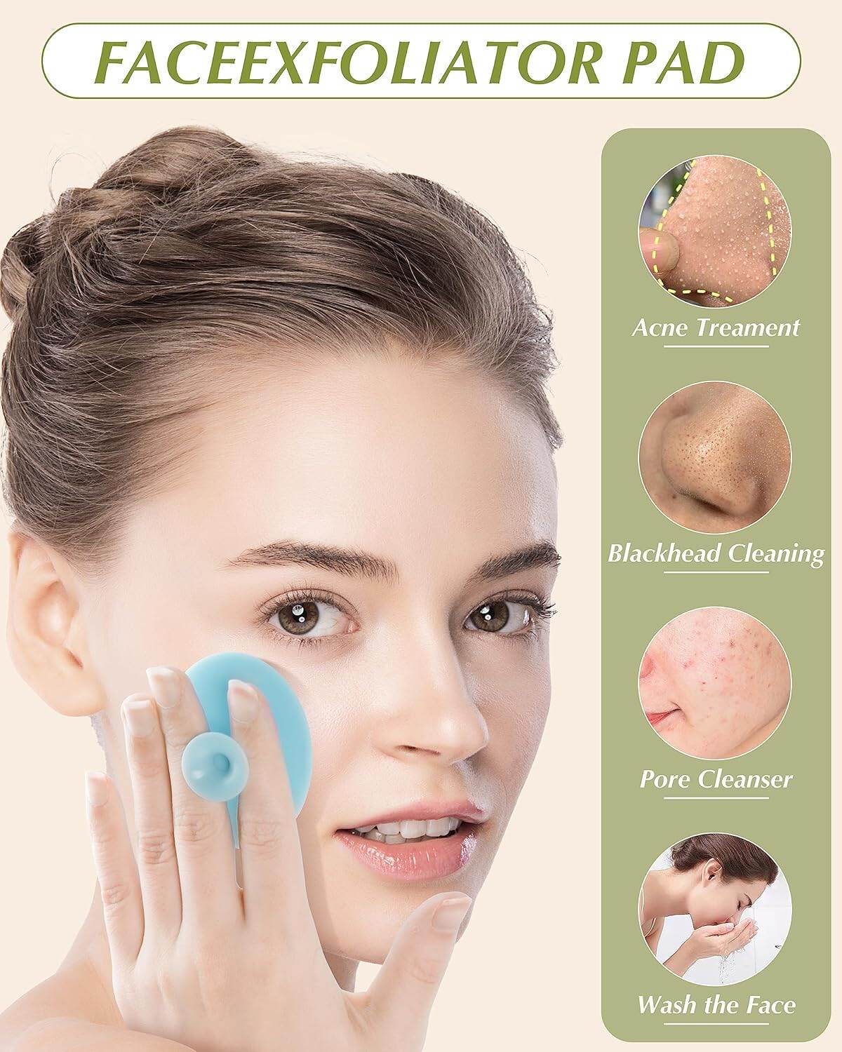 Picture of Bath & Skin Care Combo: Soft Scrubbing Sponge & Silicone Face Scrubber | Deep Cleansing Bath Tool Set |Premium Bath & Face Cleanser Kit: Exfoliating Scrub Sponge & Soft Silicone Brush