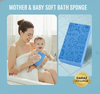 Picture of Premium Soft Baby & Mom Bathing Sponge – Cartoon Embossed Safe Cleaning Foam Block for Kids & Mothers | Gentle Body Wash Sponge for Sensitive Skin |“Multi-Use Bathing Sponge for Mother & Baby – Soft and Comfortable