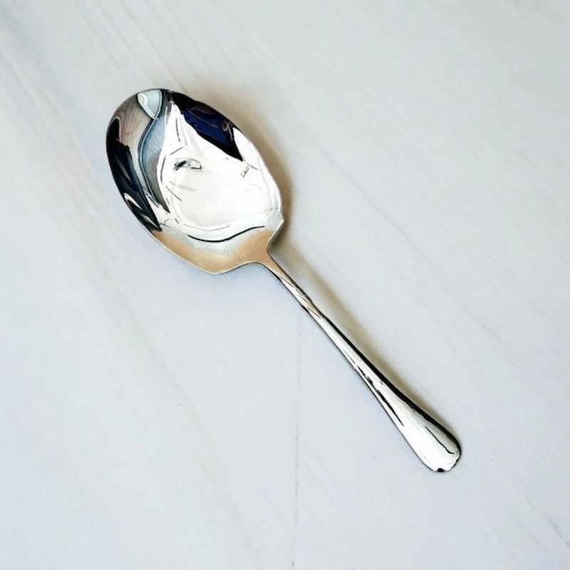 Picture of Durable 12 Inch Rice Spoon - Stainless Steel, Silver with Golden Design, Mirror Polish, Non-Magnetic, Ideal for Home and Professional Use-Silver