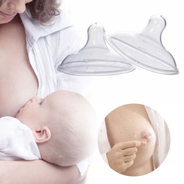 Picture of 2 Pcs Pink Reusable Breast Pads & 2 Pcs Nipple Shield Set with Box (Maternity/Feeding Essential) Silicone Nipple Protector & Soft Breast Pads (Leak Proof) for Breastfeeding Mothers