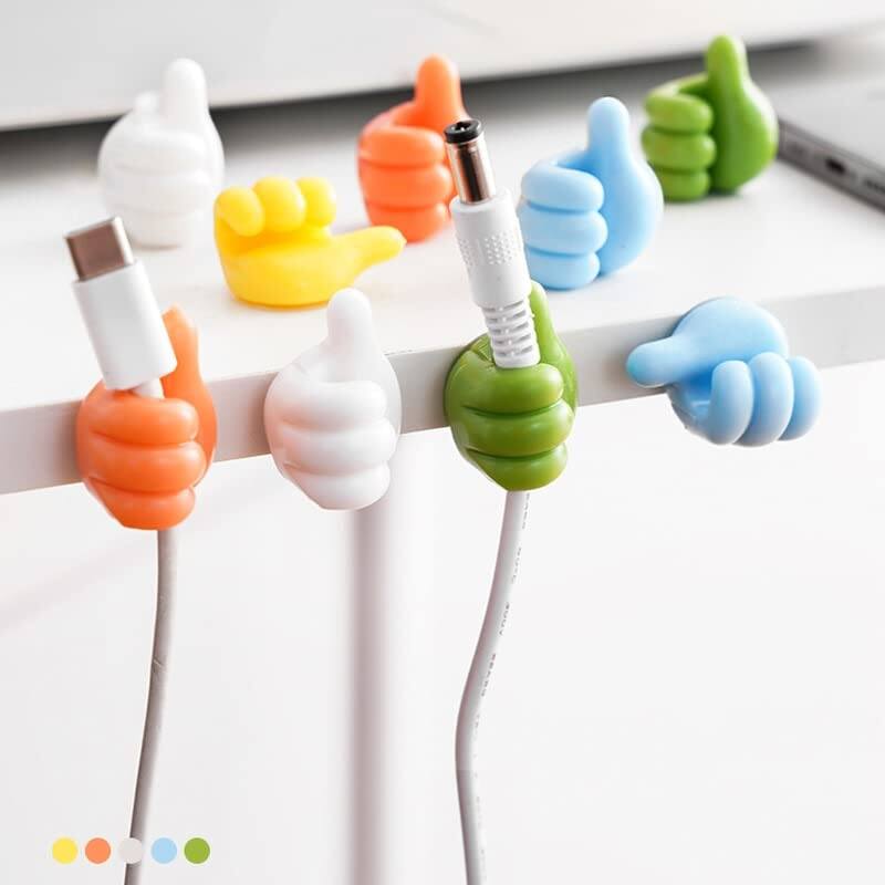 Picture of 15 PCS Colorful Thumb Wall Hooks | Multi-Purpose Cable Organizer Holder | Self-Adhesive Key, Glasses, Tool Hangers for Home & Office (Glossy Finish, Strong Grip)