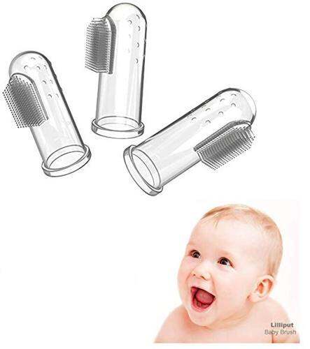 Picture of 3-in-1 Baby Feeding & Oral Care Set – Finger Brush, Magic Temperature  Spoon & Fruit Feeder Combo Complete Baby First Feeding & Teething Kit | Temperature Spoon | Food Pacifier | Finger Massager brush