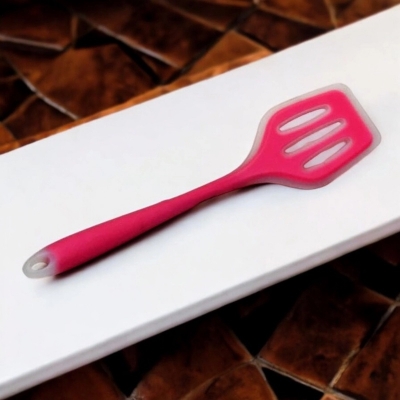 Picture of Multicolor 12-Inch Silicone Slotted Turner - Non-Stick Cooking Spoon, Full Silicone Construction, High Heat Resistant - Great for Non-Stick Pots - 1 Piece-Red
