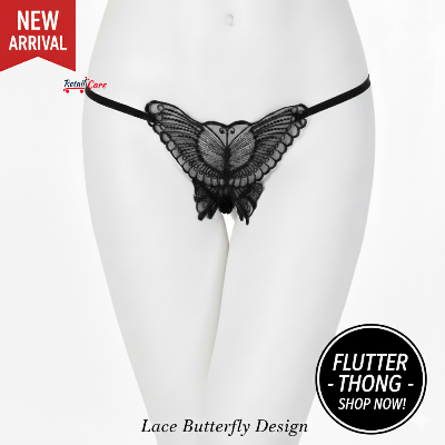 Picture of Elegant Women’s Butterfly Lace  G- String Panty– Lightweight Comfort Women Butterfly Panties Lace Thongs Panties G-String Underwear Hollow Open-Crotch Pearl Panties