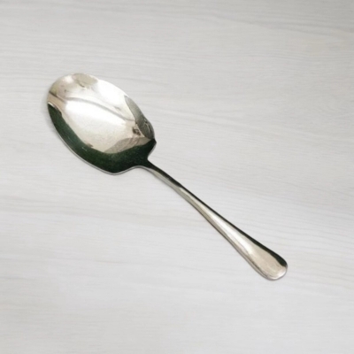 Picture of 10.5 Inch Stainless Steel Spoon - Elegant Rice Serving Spoon with Mirror Polish and Golden Handle-Silver