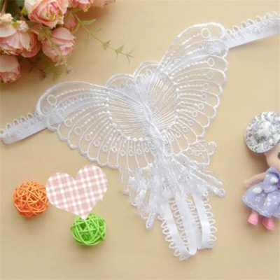 Picture of Elegant Women’s Butterfly Lace  G- String Panty– Lightweight Comfort Women Butterfly Panties Lace Thongs Panties G-String Underwear Hollow Open-Crotch Pearl Panties