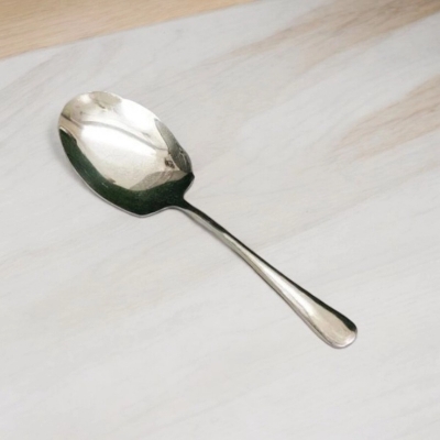 Picture of 10.5 Inch Stainless Steel Spoon - Elegant Rice Serving Spoon with Mirror Polish and Golden Handle-Silver