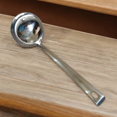 Picture of 9 Inch Big Soup Spoon, Silver Stainless Steel, Mirror Polish, Non-Magnetic. Ideal for Cooking and Serving, Combining Durability with Elegant Design for Effortless Use in Any Kitchen.-Silver