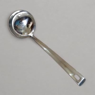 Picture of 9 Inch Big Soup Spoon, Silver Stainless Steel, Mirror Polish, Non-Magnetic. Ideal for Cooking and Serving, Combining Durability with Elegant Design for Effortless Use in Any Kitchen.-Silver