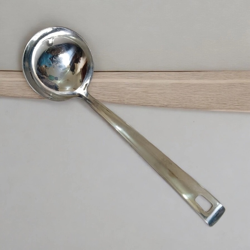 Picture of 9 Inch Big Soup Spoon, Silver Stainless Steel, Mirror Polish, Non-Magnetic. Ideal for Cooking and Serving, Combining Durability with Elegant Design for Effortless Use in Any Kitchen.-Silver