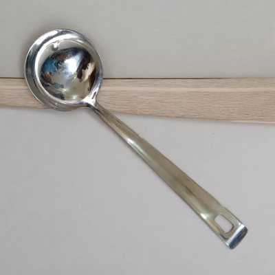Picture of 9 Inch Big Soup Spoon, Silver Stainless Steel, Mirror Polish, Non-Magnetic. Ideal for Cooking and Serving, Combining Durability with Elegant Design for Effortless Use in Any Kitchen.-Silver