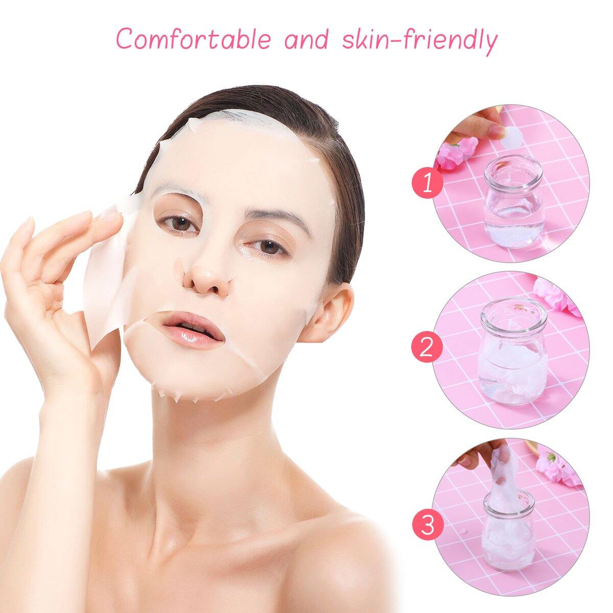 Picture of Disposable Compressed Face Mask - DIY Skin Care Facial Cotton Sheet Mask  30 PcsCompressed Face Mask DIY Facial Sheet Mask Paper Tablet for Skin Care - Natural Cotton Candy Mask