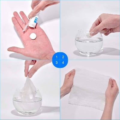 Picture of 30 Pcs Portable Compressed Towel / Magic Coin Tissue for Travel & Face Care Disposable Mini Compressed Travel Towel Biodegradable Wipe For Outdoor Camping Hiking Coin Size |ortable Cotton Wipes for Makeup Removal & Travel