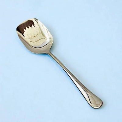 Picture of Elegant Rice Spoon, 8.8 Inch - Stainless Steel, Silver with Golden Design, Mirror Polish, Square Shape, Non-Magnetic, Ideal for Cooking and Serving, Durable and Perfect for Home and Professional Kitchens, Single Piece-Silver