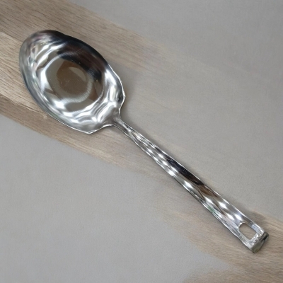 Picture of Stainless Steel Rice Spoon - Mirror Polished, Silver, 10 Inch, Great for Cooking and Serving, 1 Piece-Silver