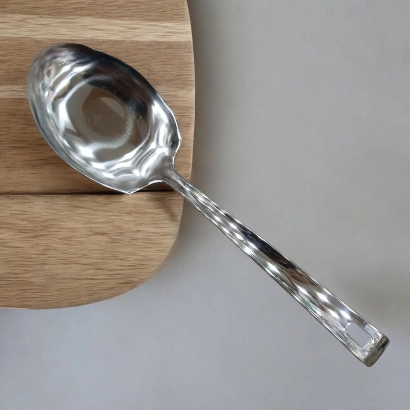 Picture of Stainless Steel Rice Spoon - Mirror Polished, Silver, 10 Inch, Great for Cooking and Serving, 1 Piece-Silver