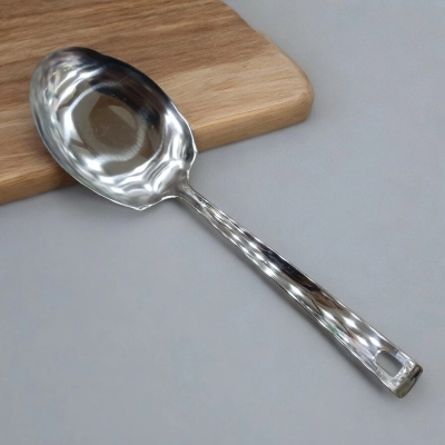 Picture of Stainless Steel Rice Spoon - Mirror Polished, Silver, 10 Inch, Great for Cooking and Serving, 1 Piece-Silver