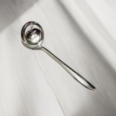 Picture of 10 Inch Stainless Steel Big Soup/Dal Spoon - Mirror Polish, Silver Color, Ideal for Home and Professional Use, Single Piece-Silver