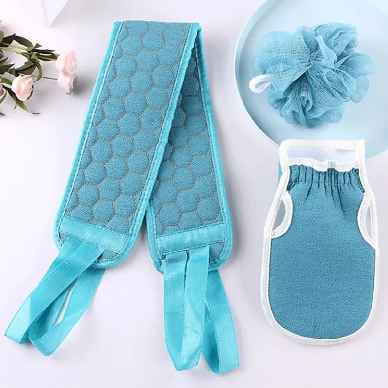 Picture of 4 in 1 Bath Body Scrubber Set - Silicone Scalp Massager, Back Scrubber Belt, Exfoliating Glove & Bath Loofah Sponge Combo|Premium Bath Accessories Set |Deep Cleaning Shower Combo |Buy Scrubber Set & Get Scalp Massager FREE