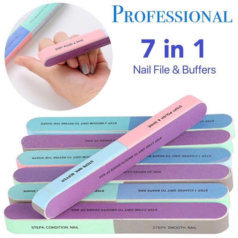 Picture of 3 Pcs Combo 7-Way Professional Nail Buffer and File Set - Multi-Functional Manicure Tool for Shine and Polish |Multi-Step Nail File, Polish & Shine Block Portable Manicure Care Set