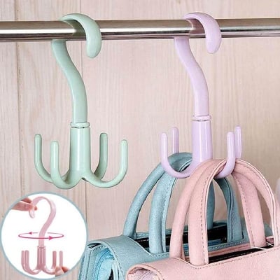 Picture of Multi-Purpose Closet Hanging Hook | 360° Rotating Scarf, Belt & Bag Organizer Hook | Wardrobe Space Saver Wardrobe Hanger for Bag, Tie, Belt and Scarf - 1 Pcs