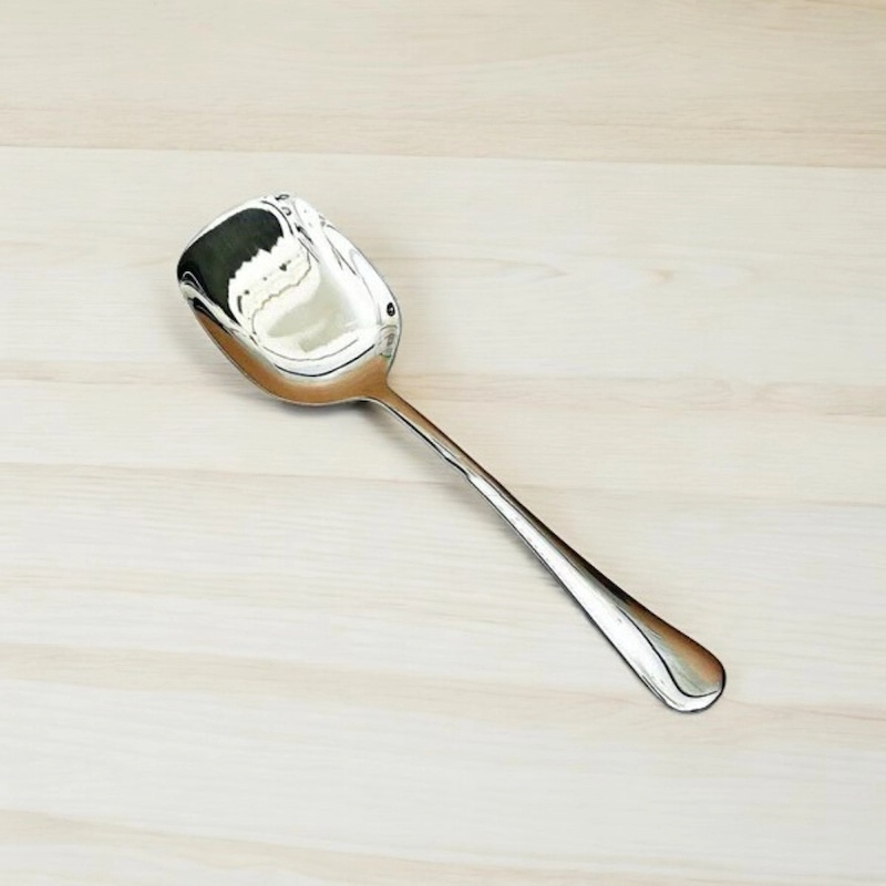 Picture of Silver Rice Spoon, 12 Inch - Stainless Steel, Mirror Polish, Golden Design with Square Shape, Non-Magnetic, Perfect for Cooking and Serving, Durable and Elegant, Ideal for Home and Professional Kitchens, Single Piece-Silver