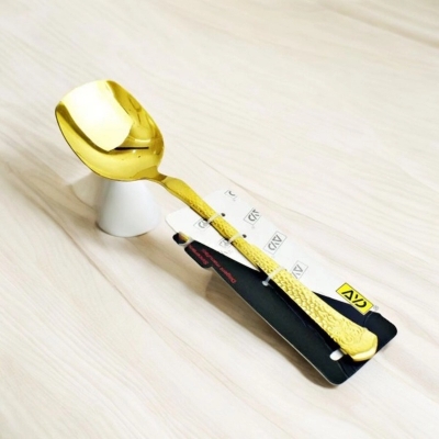 Picture of 10 Inch Stainless Steel Golden Curry Spoon - Mirror Polish, Non-Magnetic, Perfect for Cooking and Serving, Single Piece-Gold