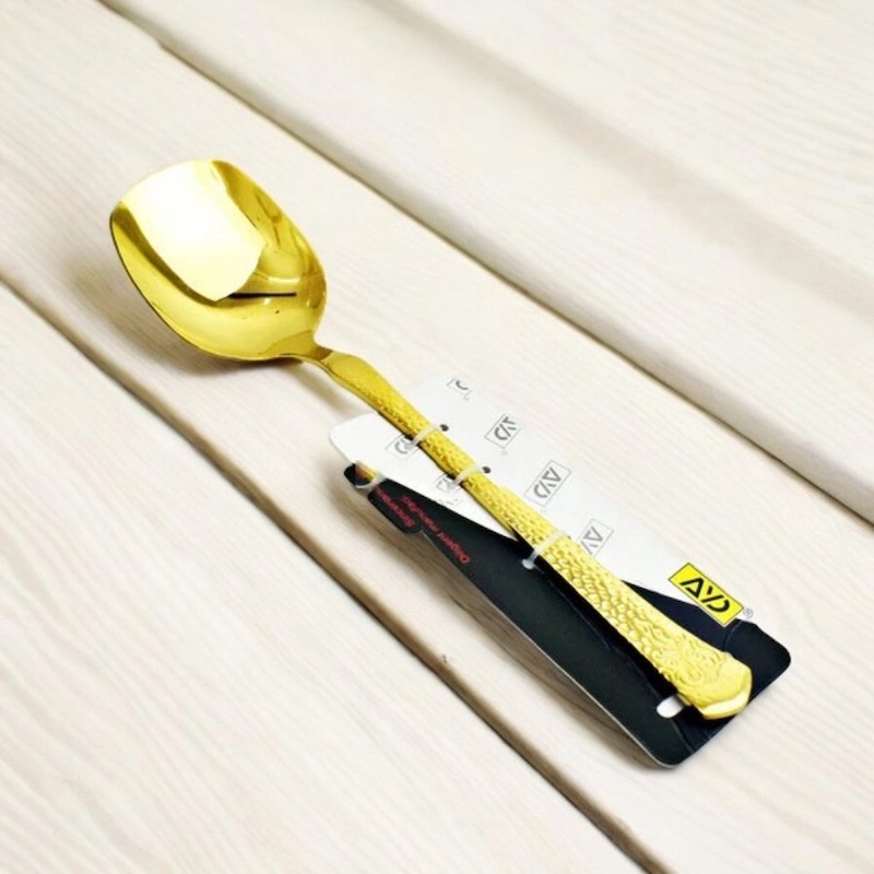 Picture of 10 Inch Stainless Steel Golden Curry Spoon - Mirror Polish, Non-Magnetic, Perfect for Cooking and Serving, Single Piece-Gold