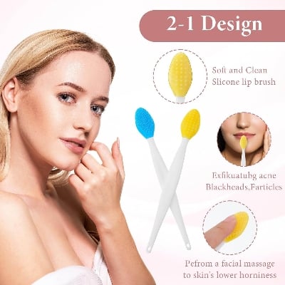 Picture of Silicone Lip Brush, Silicone Lip Scrubber, Colored Lips Brush Exfoliator, Double-Sided Lips Scrubbers Brushes, Soft Exfoliating Scrub, for Nose, Skin Exfoliat Tool 1PCS