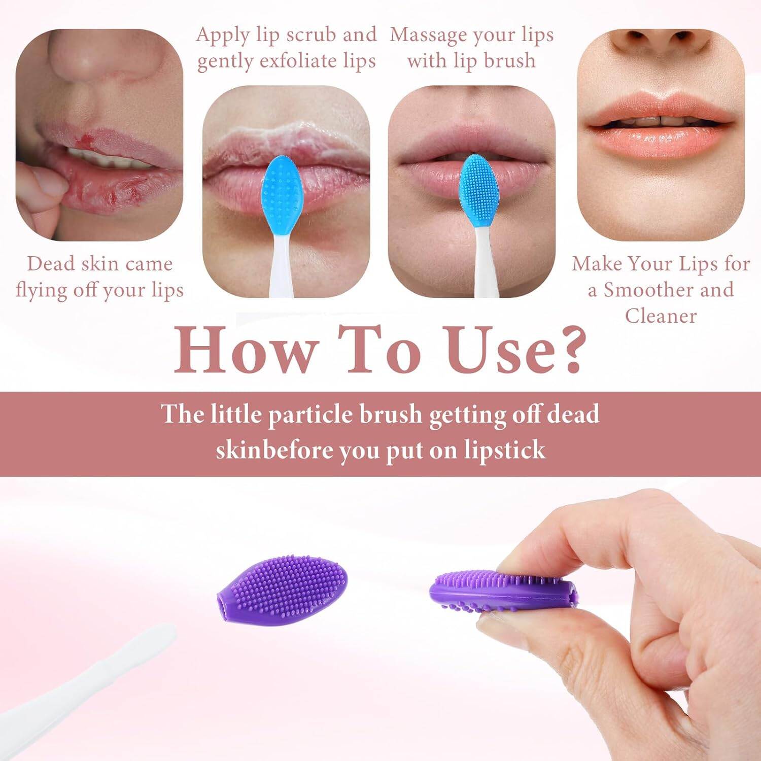 Picture of Silicone Lip Brush, Silicone Lip Scrubber, Colored Lips Brush Exfoliator, Double-Sided Lips Scrubbers Brushes, Soft Exfoliating Scrub, for Nose, Skin Exfoliat Tool 1PCS