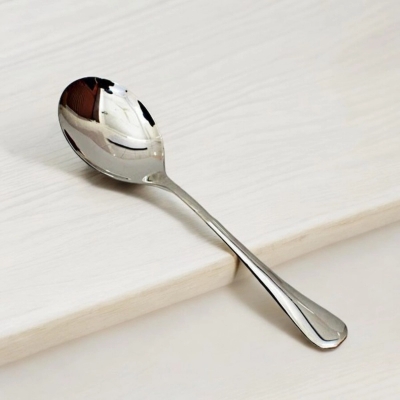 Picture of 9.7-Inch Mirror Polished Stainless Steel Serving Spoon, Non-Magnetic, Perfect for Cooking and Serving, Durable and Stylish Silver Design - Single Piece-Silver