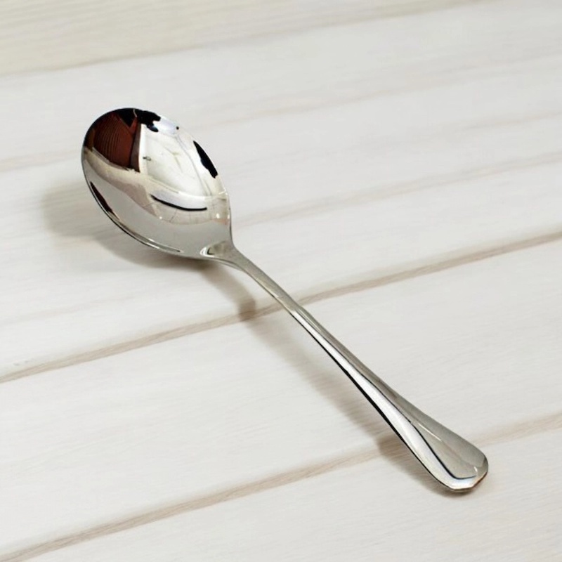 Picture of 9.7-Inch Mirror Polished Stainless Steel Serving Spoon, Non-Magnetic, Perfect for Cooking and Serving, Durable and Stylish Silver Design - Single Piece-Silver