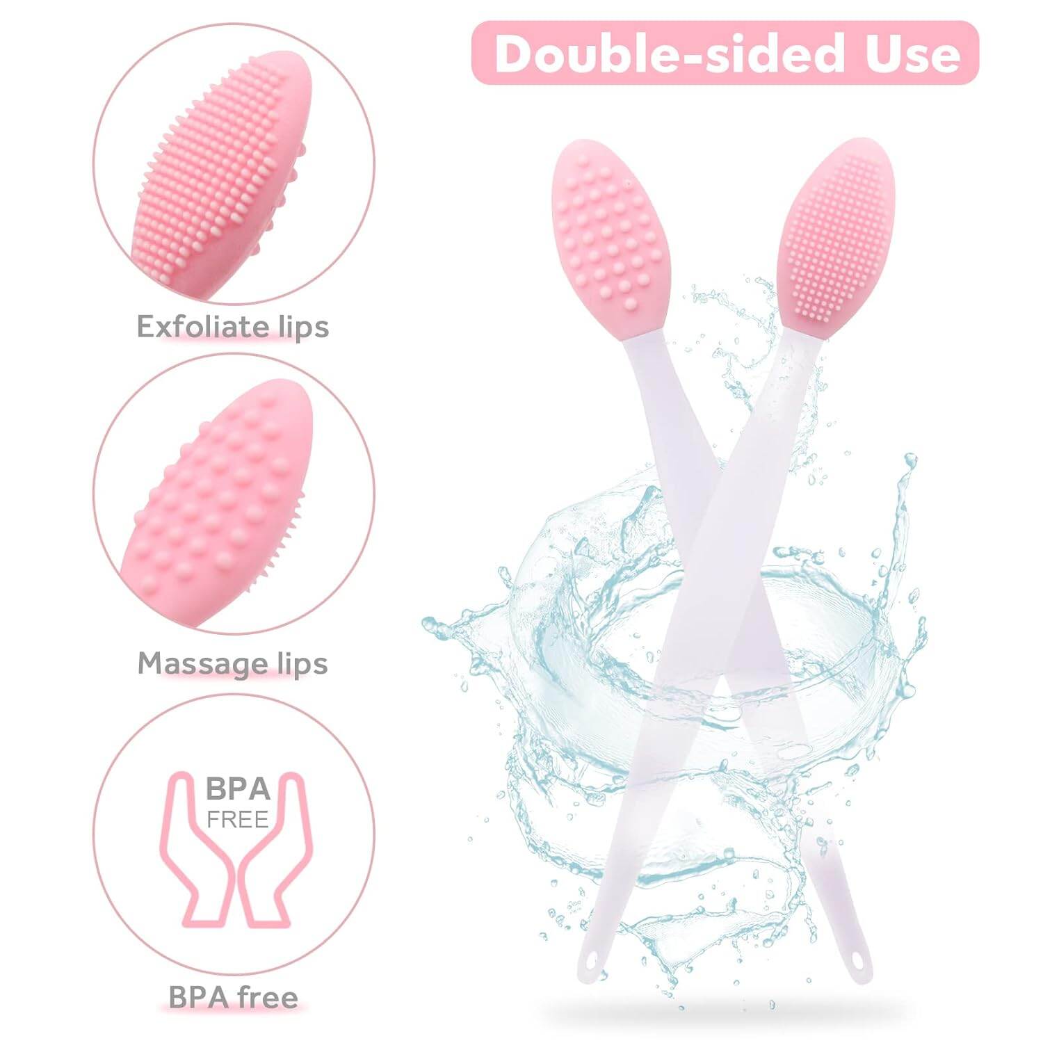 Picture of Lip Scrub Tool Silicone Lip Brush Exfoliating Double-Sided Lip Scrubber Tool for a Smoother and Fuller Appearance,Cleaner,Work for Lips Nose and Face Cleansing- 1PCS