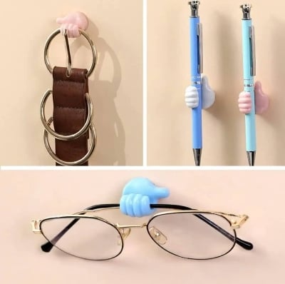 Picture of 10/20 PCS Self Adhesive Silicone Thumbs Up Wall Hooks - Multifunctional Thumb Hook Holder Cable Clip Organizer and Key Hooks for Home, Office & Bedroom